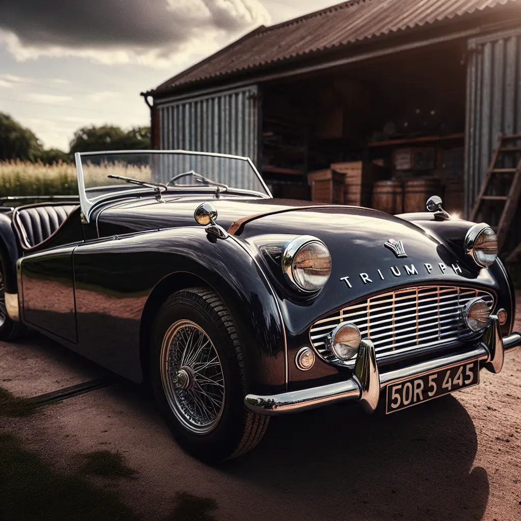 Representation of Restored 1955 Triumph TR3 Roadster After 30 Years in Storage
